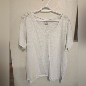 VS PINK Women's White V-Neck Top